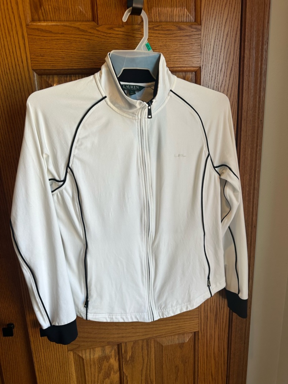 Lauren Ralph Lauren Jacket Athletic White black Long Sleeve Full Zip Size Large